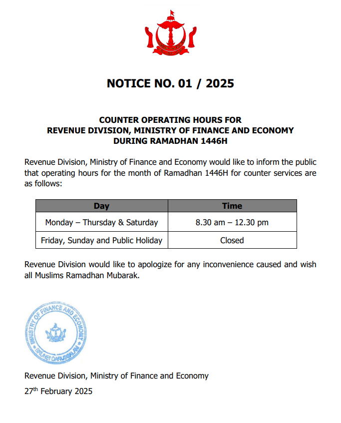 RD Ramadhan Operating Hours